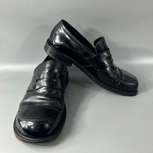 Birkenstock Footprints Black Leather Punk Grunge Penny Loafers, Size 45